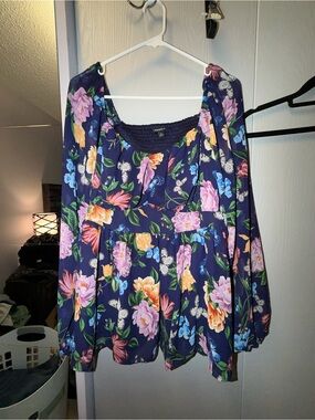 torrid Navy Floral Peasant Blouse